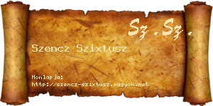 Szencz Szixtusz névjegykártya